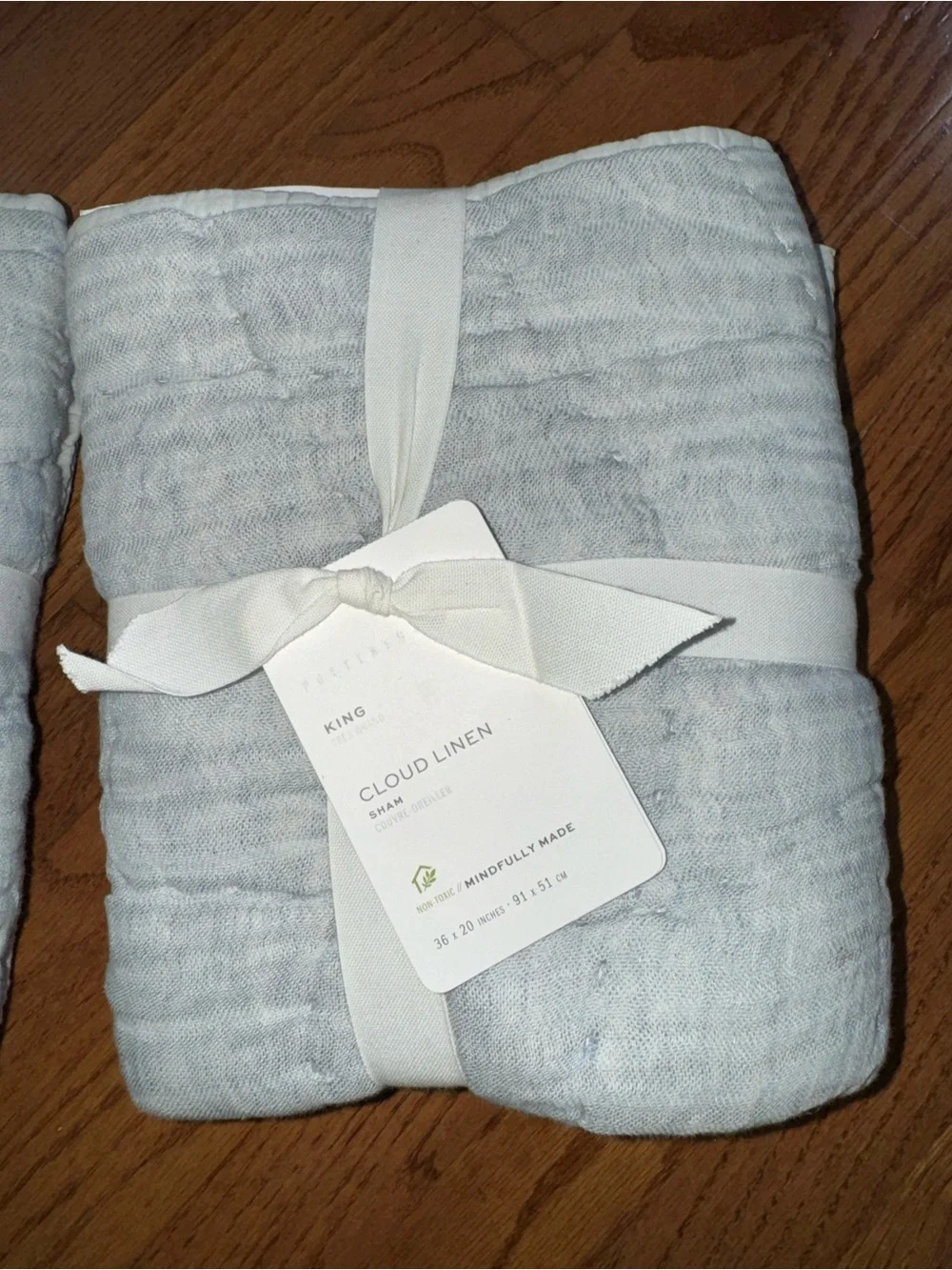 Pottery Barn Cloud Linen Cotton Quilted King Size Sham Chambray Set Of Two